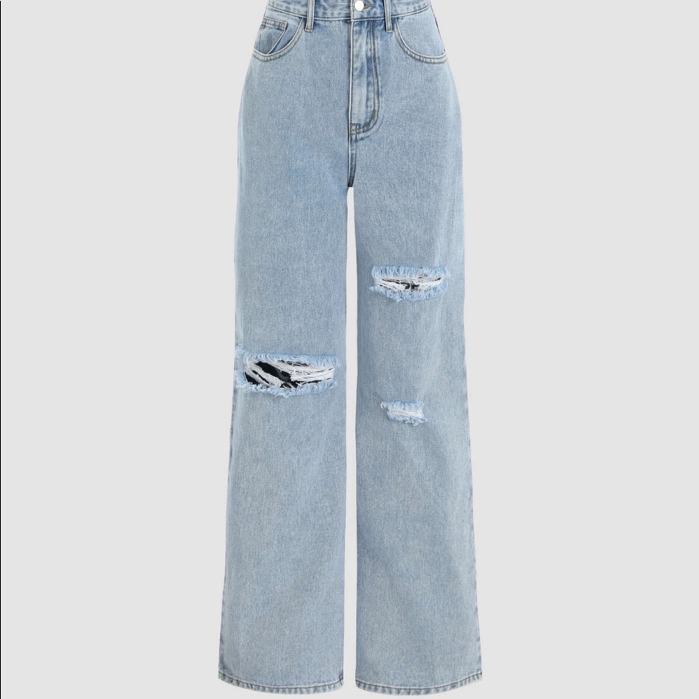 Denim basic ripped jeans